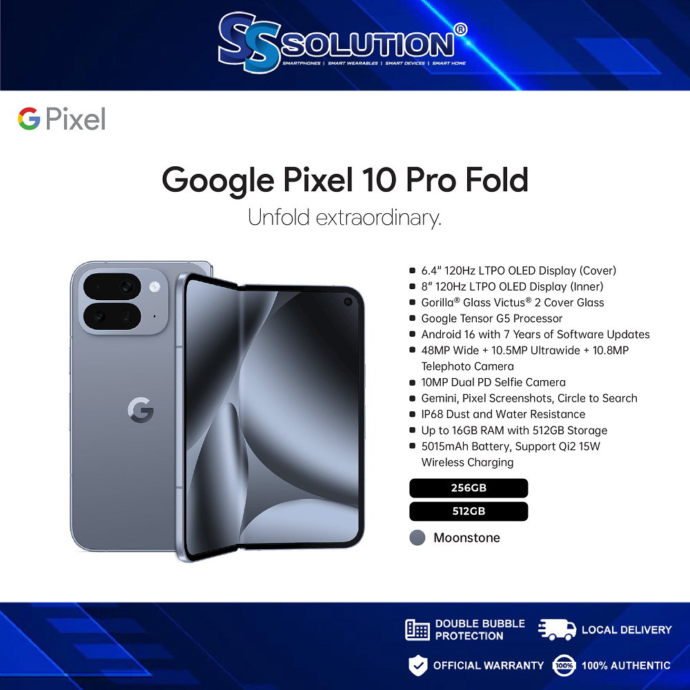 Google Pixel 10 Pro Fold 5G l (16GB RAM + 256GB/512GB) l 8" Super Actua FLEX OLED Display l Google Tensor G5 Processor