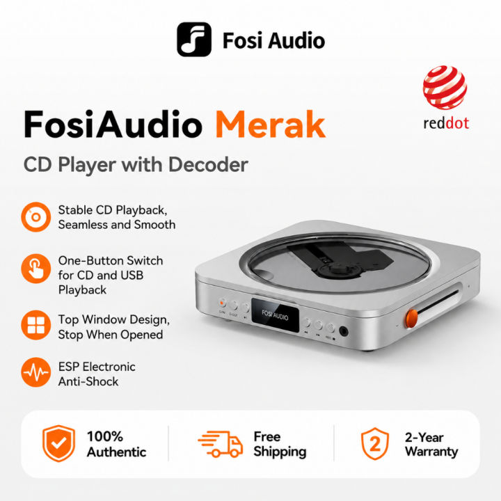 Fosi Audio Merak CD Player Pure Digital Turntable Professional Hifi Chip Support Usb Playback Headphone Optical | Lazada Malaysia