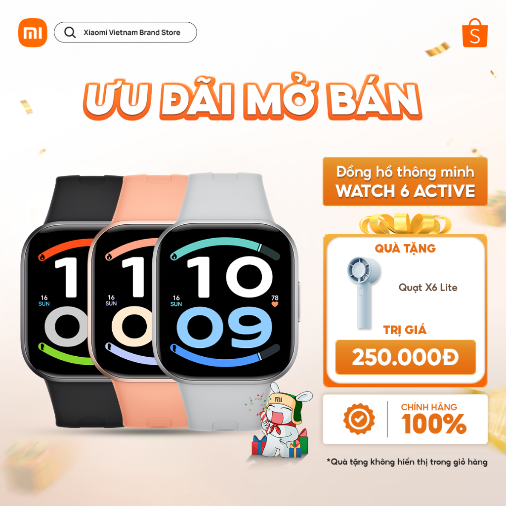 Đồng hồ thông minh Xiaomi Redmi Watch 6 Active | Màn hình AMOLED 1.85" | Hỗ trợ nghe gọi Bluetooth| Theo dõi nhịp tim | Shopee Việt Nam