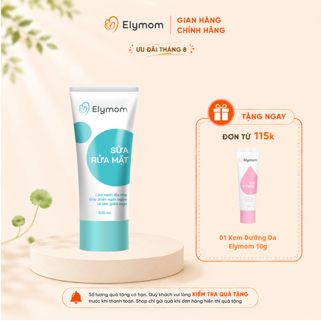 Sữa rửa mặt Elymom làm sạch nhẹ nhàng đem lại làn da sáng sạch mịn màng - Tuýp 100ml | Shopee Việt Nam
