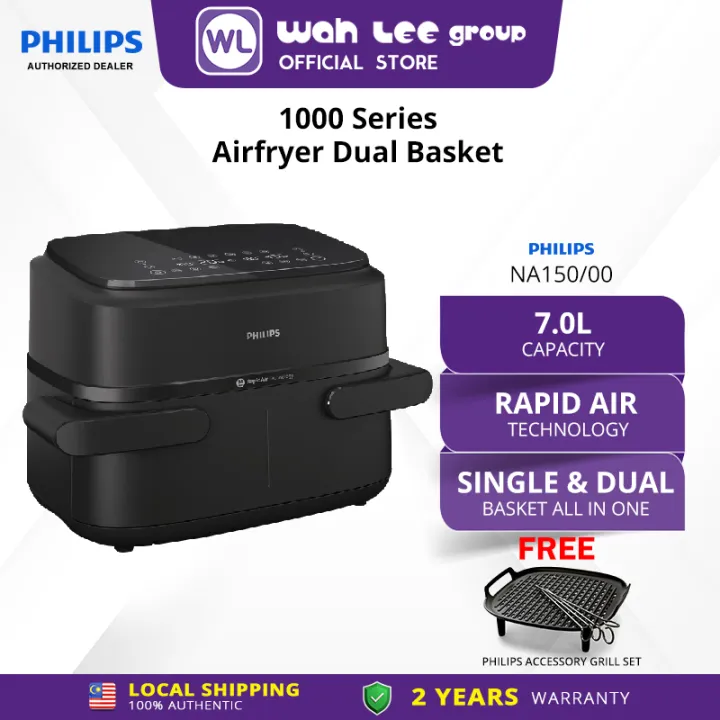 PHILIPS 7.1L Compact Air Fryer with Dual Basket, RapidAir, Touch Screen, Non-Stick, PFOA-Free | 10 Cooking Modes NA150 WAH LEE STORE | Lazada Malaysia