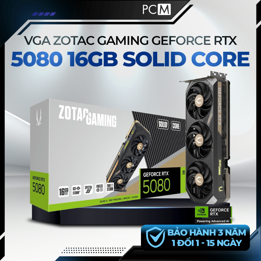 VGA ZOTAC RTX 5080 SOLID CORE 16GB GDDR7 | Card Màn Hình RTX 50 Series | DLSS 4 | PC Gaming/Creator | Shopee Việt Nam