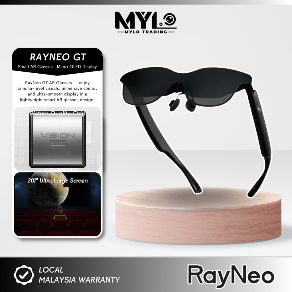 RayNeo GT | GT Max AR Glasses - Vision 4000 | Micro OLED XR Smart Glasses | 201 Inch Giant Screen | Dolby Vision 4K | Shopee Malaysia