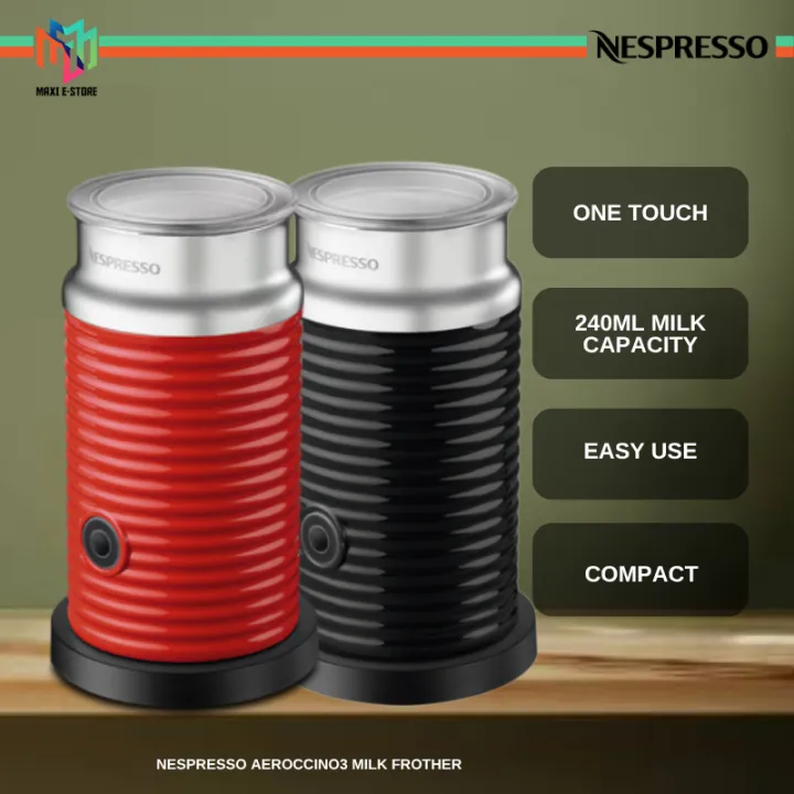 Nespresso AEROCCINO 3 Milk Frother Red / Black One Touch Automatic Power Off AEROCCINO3 Pembuat Susu | Lazada Malaysia