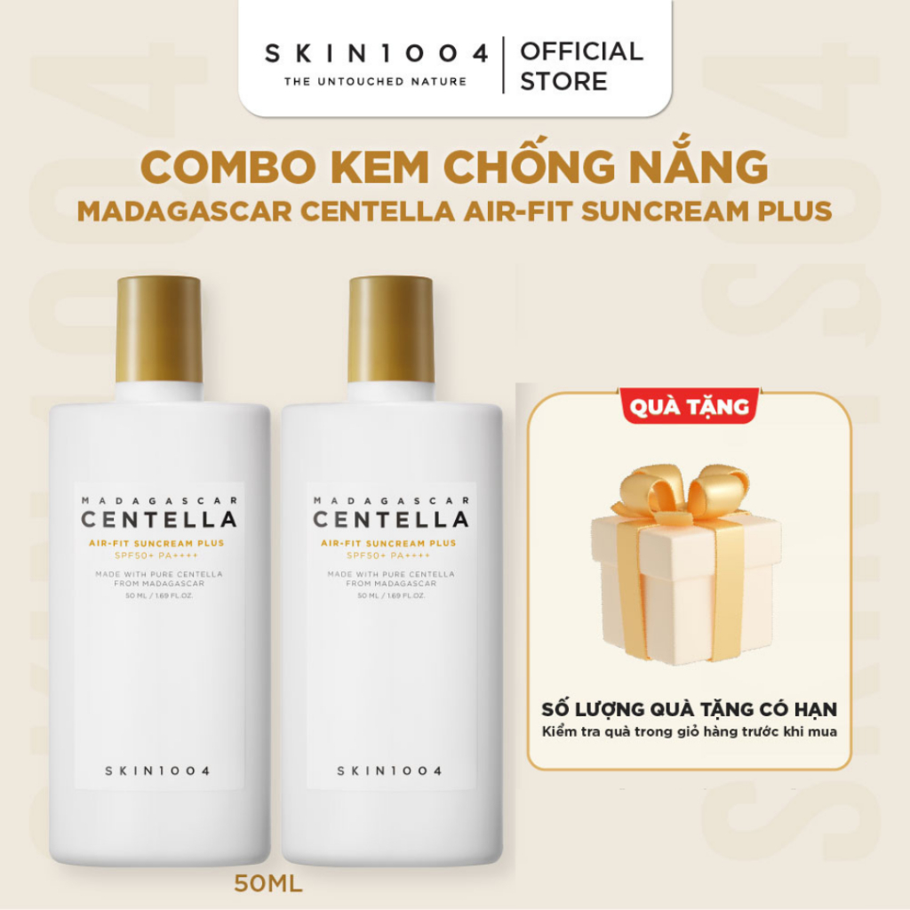 Bộ đôi Kem Chống Nắng Vật Lí SKIN1004 Madagascar Centella Air-Fit Suncream Plus SPF50+PA++++ 50ml