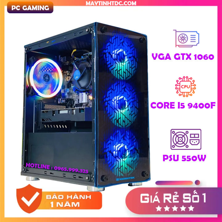PC GAMING Chuyên game Đồ Hoạ cấu hình Main H310 | Core i5 9400F | Ram 16GB | SSD 128GB |VGA GTX 1060. Chơi PUBGLOL CF Fifa4 Đế chế ... Tặng Ngay Bàn Phím Giả CơChuột Led 7 Màu - Máy Tính Chơi Game