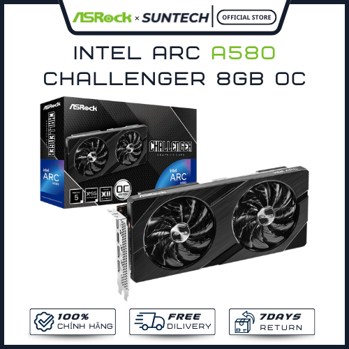 VGA ASRock Intel Arc A580 Challenger 8GB OC | 8GB GDDR6, 2 Quạt Tản Nhiệt Hiệu Năng Cao - Hàng Chính Hãng | Shopee Việt Nam