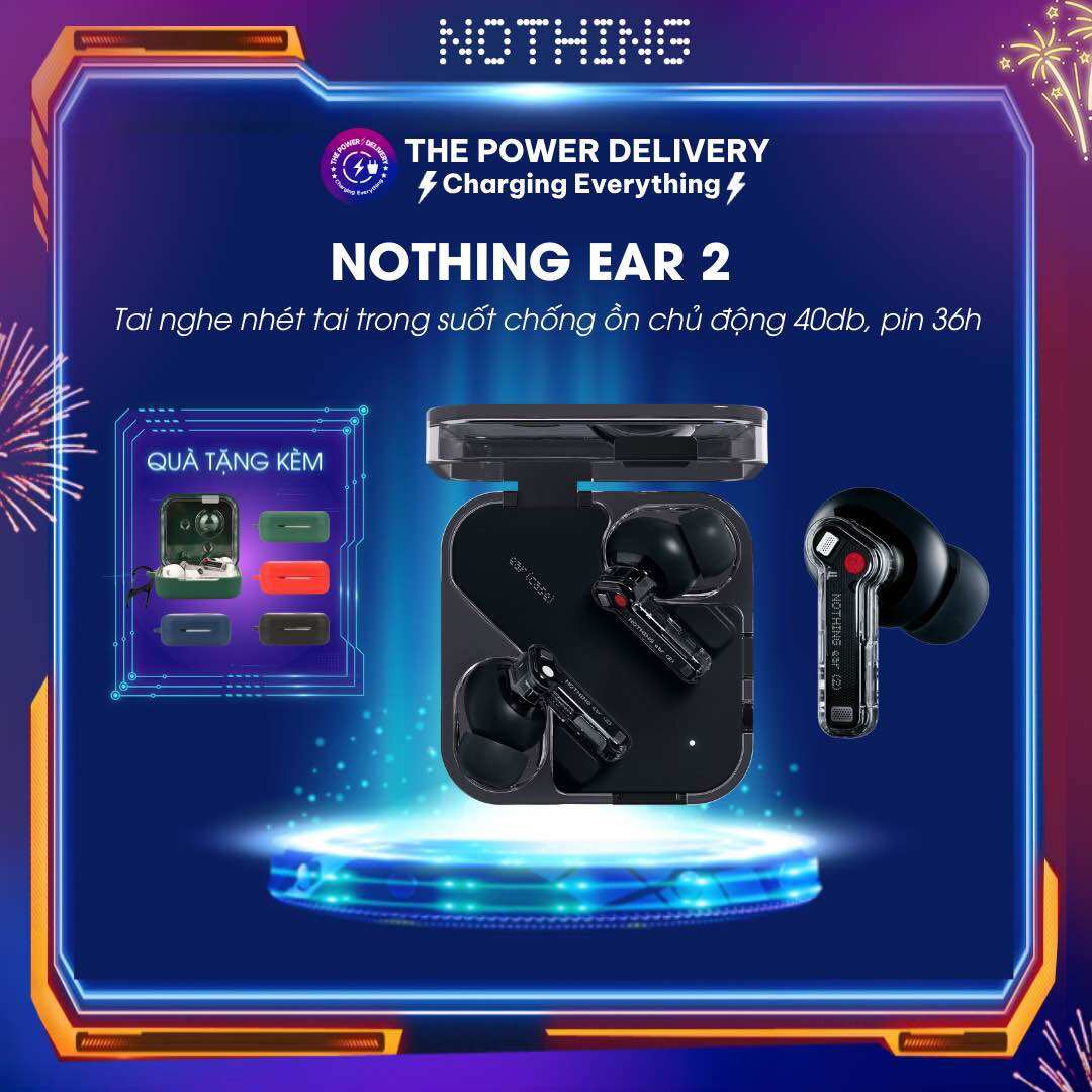 Tai nghe nhét tai không dây trong suốt Nothing Ear 2 Ear 3 Ear (a) bluetooth 5.3 chống ồn chủ động 40db IP54 chơi nhạc 36h