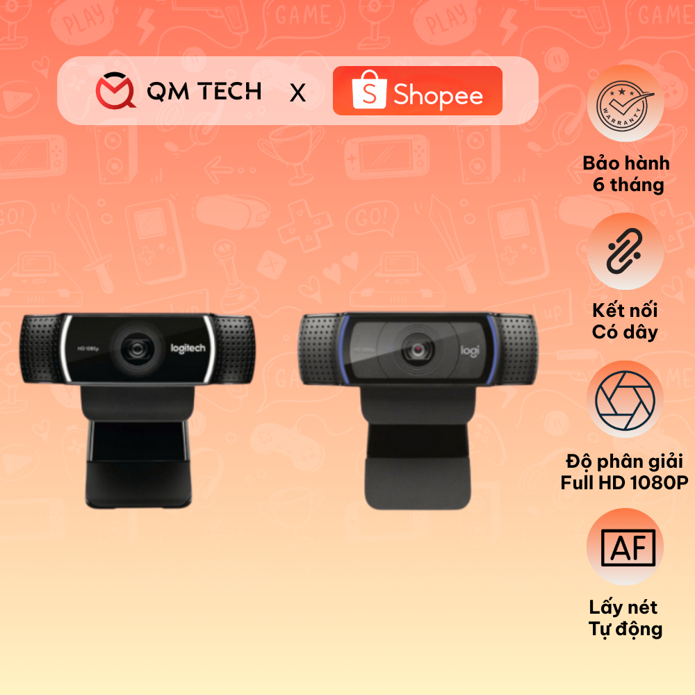Webcam Logitech C920S | C922 | C920X HD Pro Webcam - QMTECH STORE - Tặng kèm chân tripod | Shopee Việt Nam