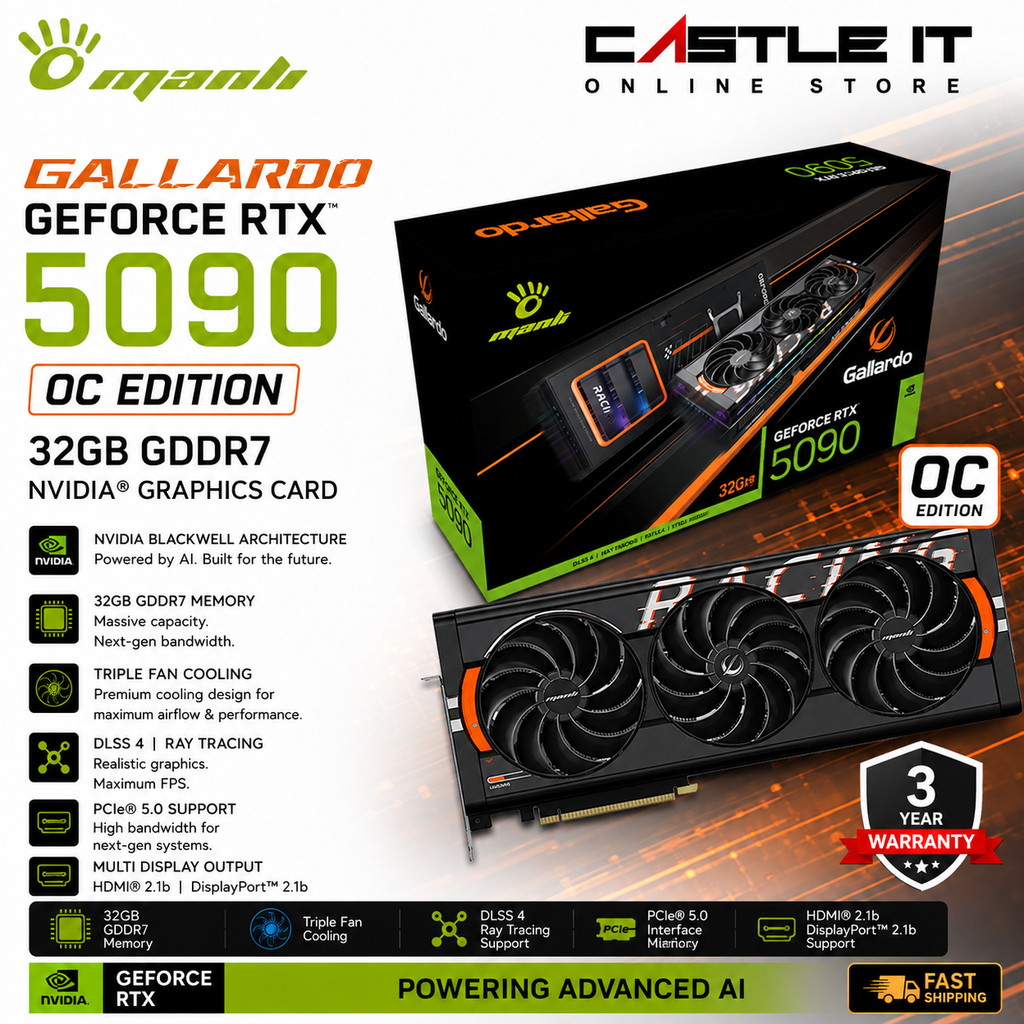 Manli Gallardo GeForce RTX 5090 OC 32GB GDDR7 NVIDIA Graphics Card | Shopee Malaysia