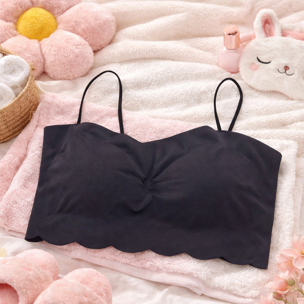 TCWK SPORT Bra Wanita Seamless Cute Scallop Edge Tanpa Dawai Lembut Selesa Tak Nampak Garis | Shopee Malaysia
