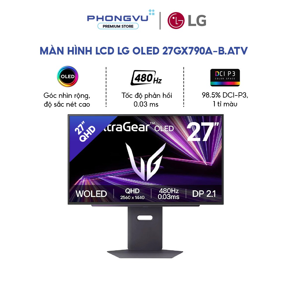 Màn Hình Gaming LG UltraGear OLED 27GX790A-B 27 Inch - QHD OLED 480Hz, 0.03ms, DP 2.1, HDR True Black 400 - BH 24 Thán | Shopee Việt Nam