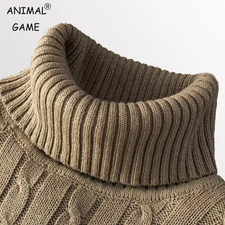 New Turtleneck Sweater Casual Men's Rollneck Knitted Sweater Keep Warm Men Jumper Woolen Sweater | Lazada Malaysia