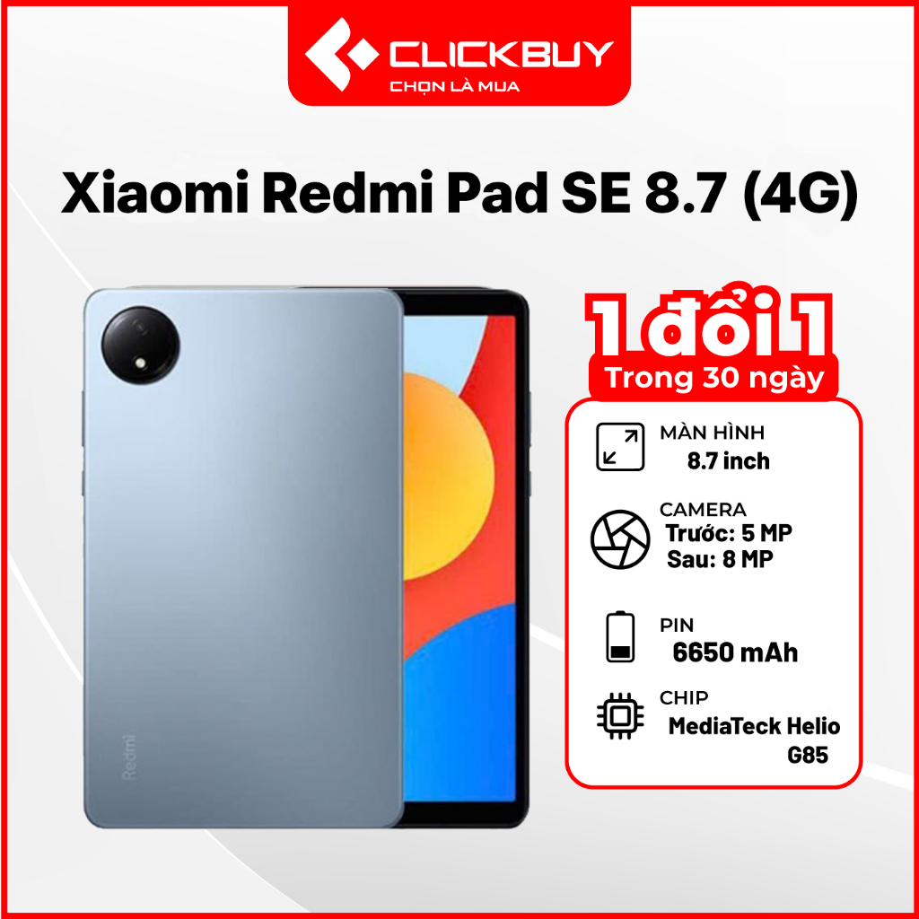 Xiaomi Redmi Pad SE 8.7 Chính Hãng 4GB 128GB (4G LTE) | Shopee Việt Nam