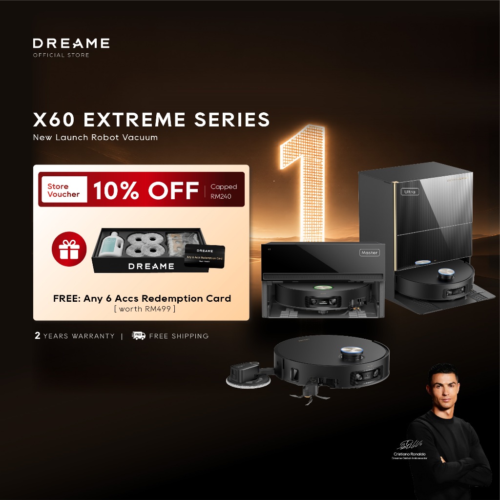 Dreame X60 Ultra Extreme/X60 Master Extreme Robot Vacuum | 42,000Pa, Dual Robotic Arms, 100°C Mop Wash, 8cm Climbing | Shopee Malaysia