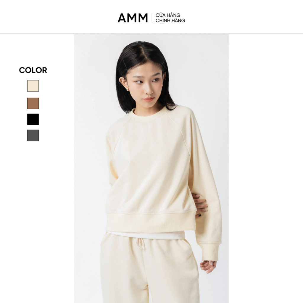 Áo nỉ AMM Sweater nỉ mịn cao cấp không bai xù chui đầu nữ tay raglan WO-TW23W-001 | Shopee Việt Nam
