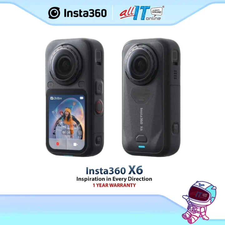 Insta360 X6 360° Action Camera with 8K 360 Video 1/1.1-inch Dual Sensors 10-Bit Color & Replaceable Lens for Travel an
