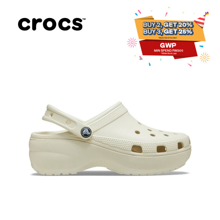 Crocs Women Classic Platform Clog - Bone | Lazada Malaysia