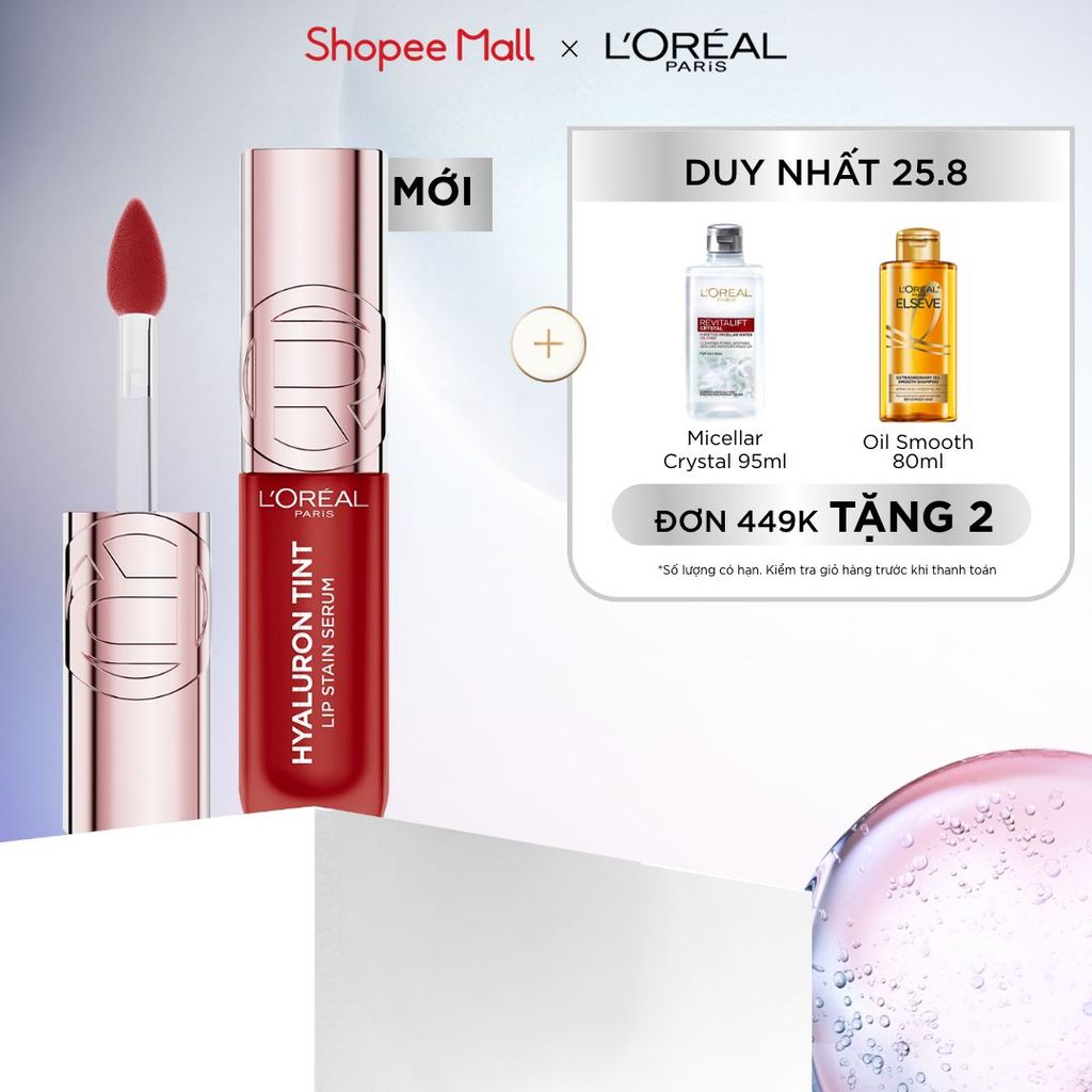 Son tint bóng dưỡng môi có màu, lâu trôi, nhẹ môi L'Oreal Paris Hyaluron Tint Lip Stain Serum 5ml
