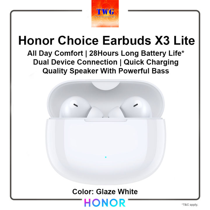 Honor Choice Earbuds X3 Lite | 28 Hours Long Battery Life | Dual Device Connection | Lazada Malaysia