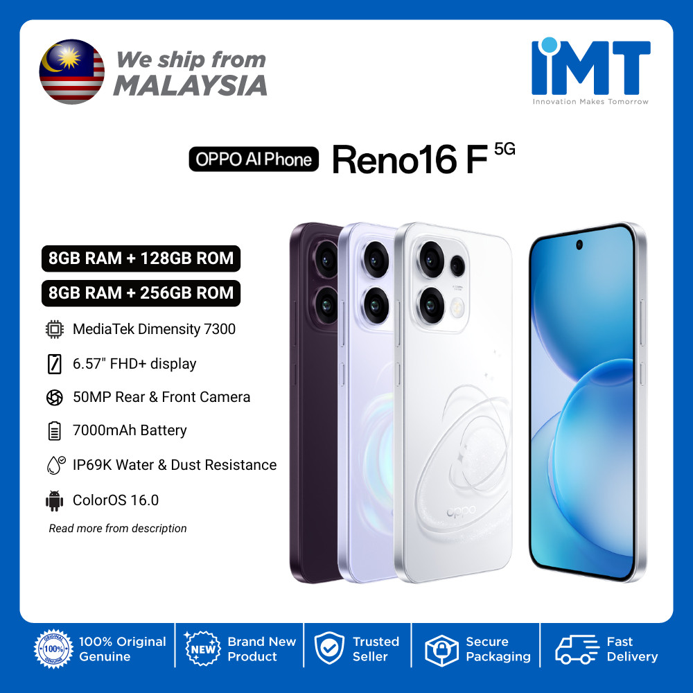 OPPO Reno16 F 5G Smartphone | Mediatek Dimensity 7300 Energy | 6.57" AMOLED Display | 50MP Triple Cam