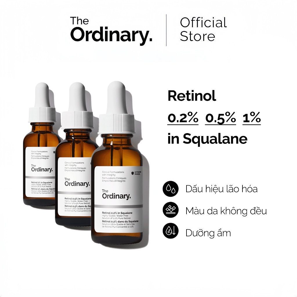 Tinh chất chống lão hóa The Ordinary Retinol 0.2% Retinol 0.5% Retinol 1% in Squalane 30ML