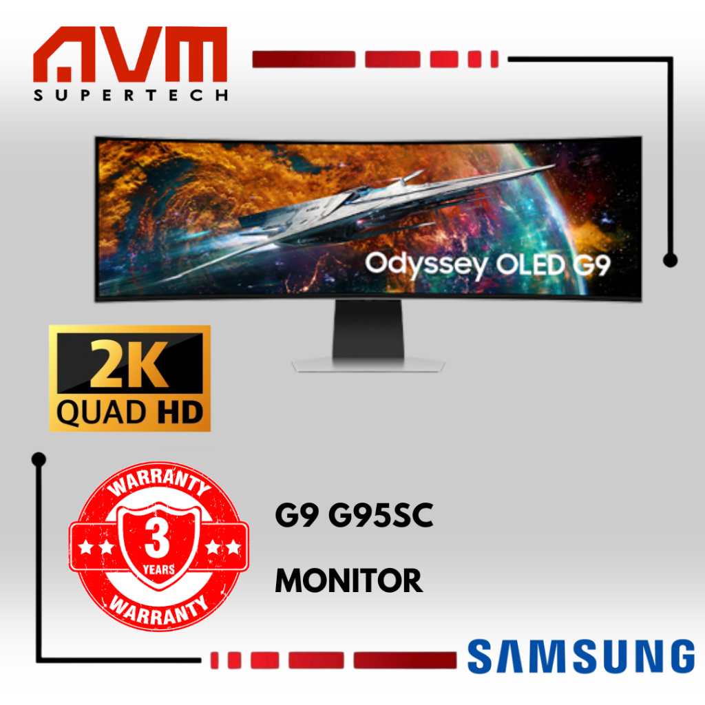 AVM SAMSUNG 49" Odyssey OLED G9 G95SC 5120x1440 (DQHD) 0.03ms Curved Smart Gaming Monitor