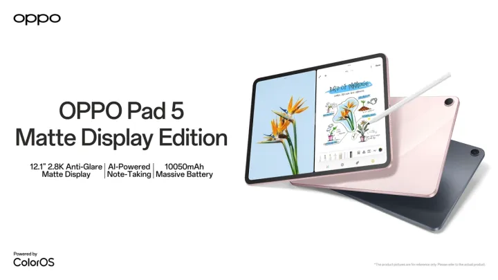 [NEW] OPPO Pad 5 Tablet | Wi-Fi / 5G | 8GB + 256GB | 12.1" 2.8K Anti-Glare Matte Display | Al-Powered Note Taking