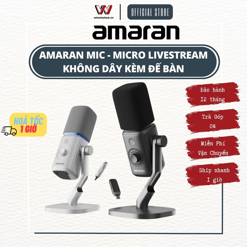 Micro amaran Mic - micro livestream không dây kèm đế bàn - Hàng Chính Hãng BH 12 Tháng | Shopee Việt Nam