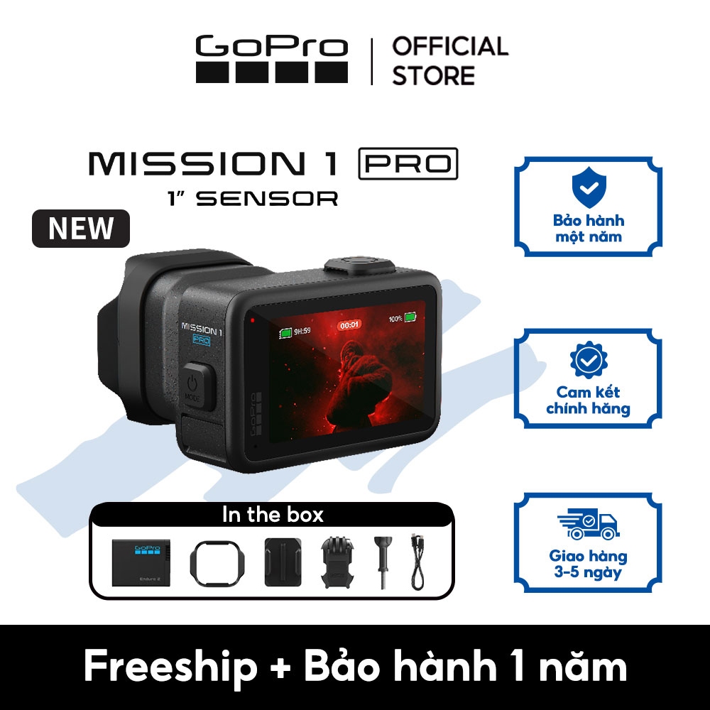 [NEW]GoPro MISSION 1 SERIES,Advanced features with a fixed 14mm GoPro lens for prolevel capture,Waterproof to 66ft(20m) | Shopee Việt Nam