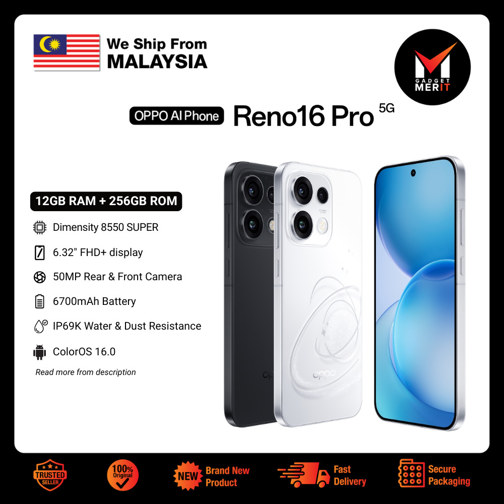 OPPO Reno16 Pro 5G Smatphone | Mediatek Dimensity 8550 | 6.32" AMOLED Display | 6700 mAh Battery