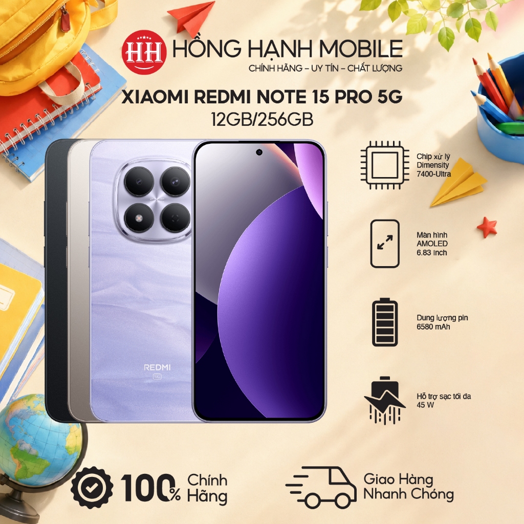 Điện Thoại Xiaomi Redmi Note 15 Pro 5G 12GB/256GB - Hàng Chính Hãng | Shopee Việt Nam