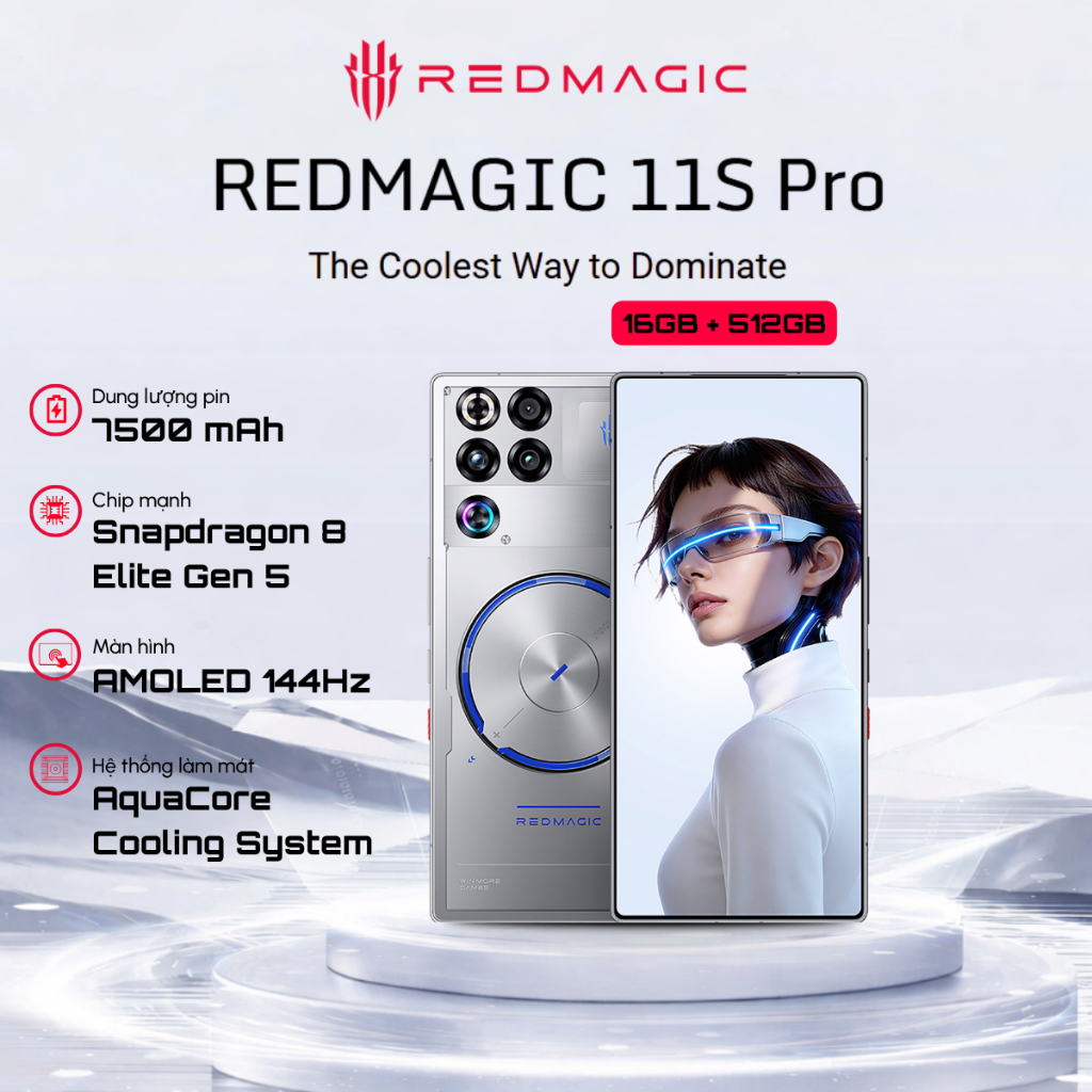Điện thoại Gaming REDMAGIC 11S PRO 5G 16/512GB Bạc Subzero - Snapdragon 8 Elite Gen 5 - BH 12 Tháng | Shopee Việt Nam