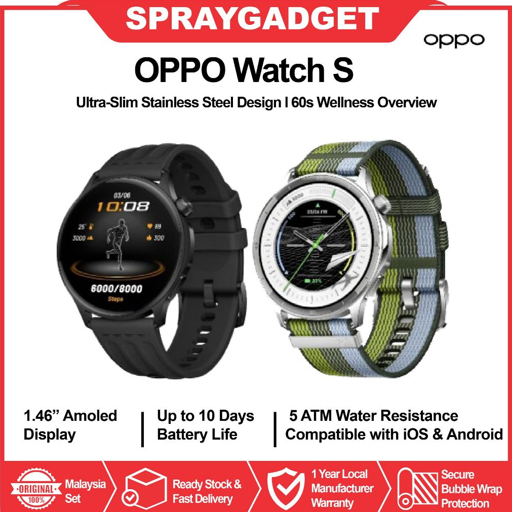 [NEW] OPPO Watch S Smartwatch  | Cross-OS Dual-Phone Pairing | Advanced Tracking for Major Workouts