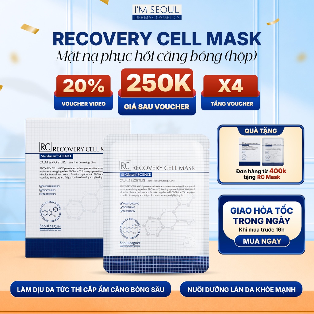 [GIẢM 50%] Combo Mặt nạ Phục Hồi I'm Seoul Recovery Cell Tái Tạo Da Mỏng Yếu Cấp Ẩm Dịu Da Tức Thì | Shopee Việt Nam
