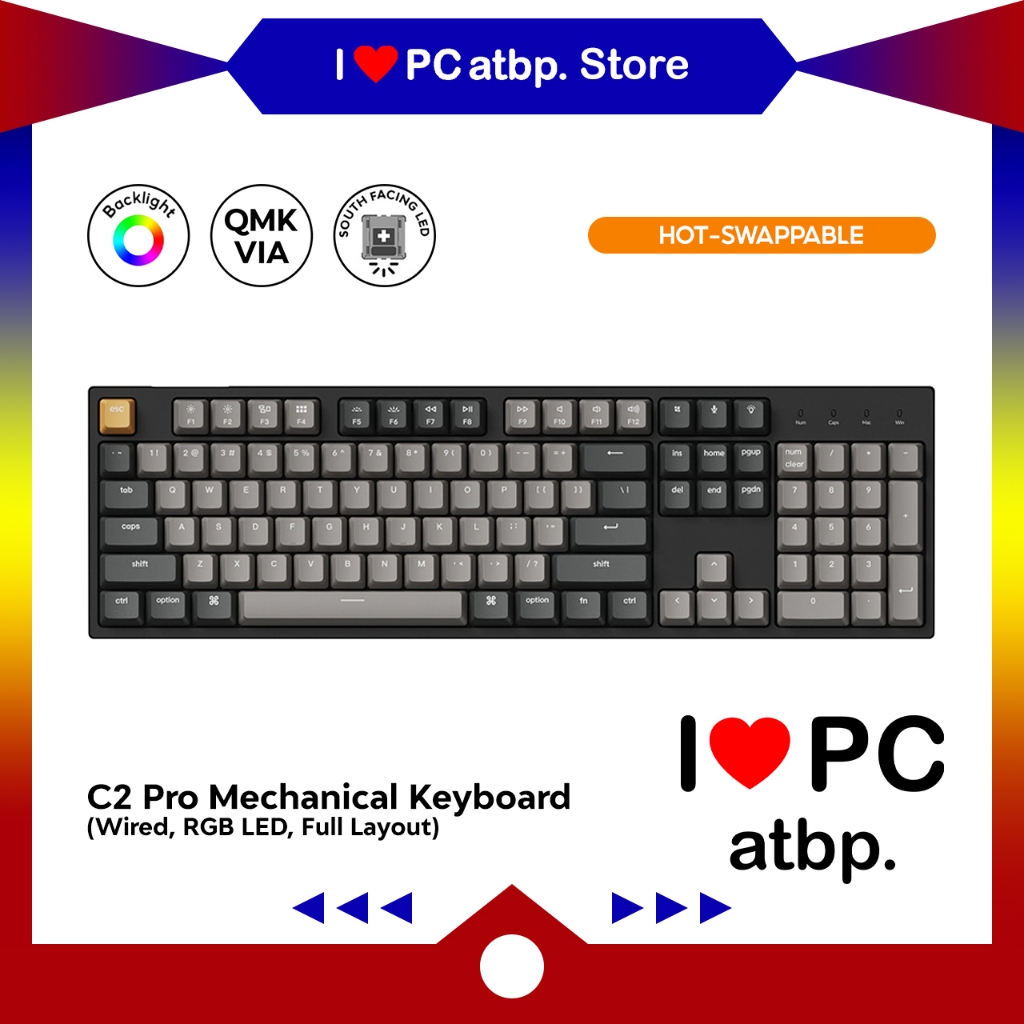 Keychron C2 Pro QMK/VIA Wired Mechanical (Full Size Layout, Wired, RGB LED, Hotswap, Keychron) | Shopee Malaysia