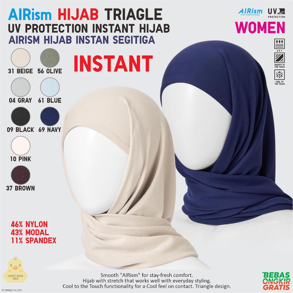 UNIQLO Airism Hijab Instant Triagle Instant Ciput UV Triangle Hijab Nylon Modal Spandex Hijab | Shopee Malaysia