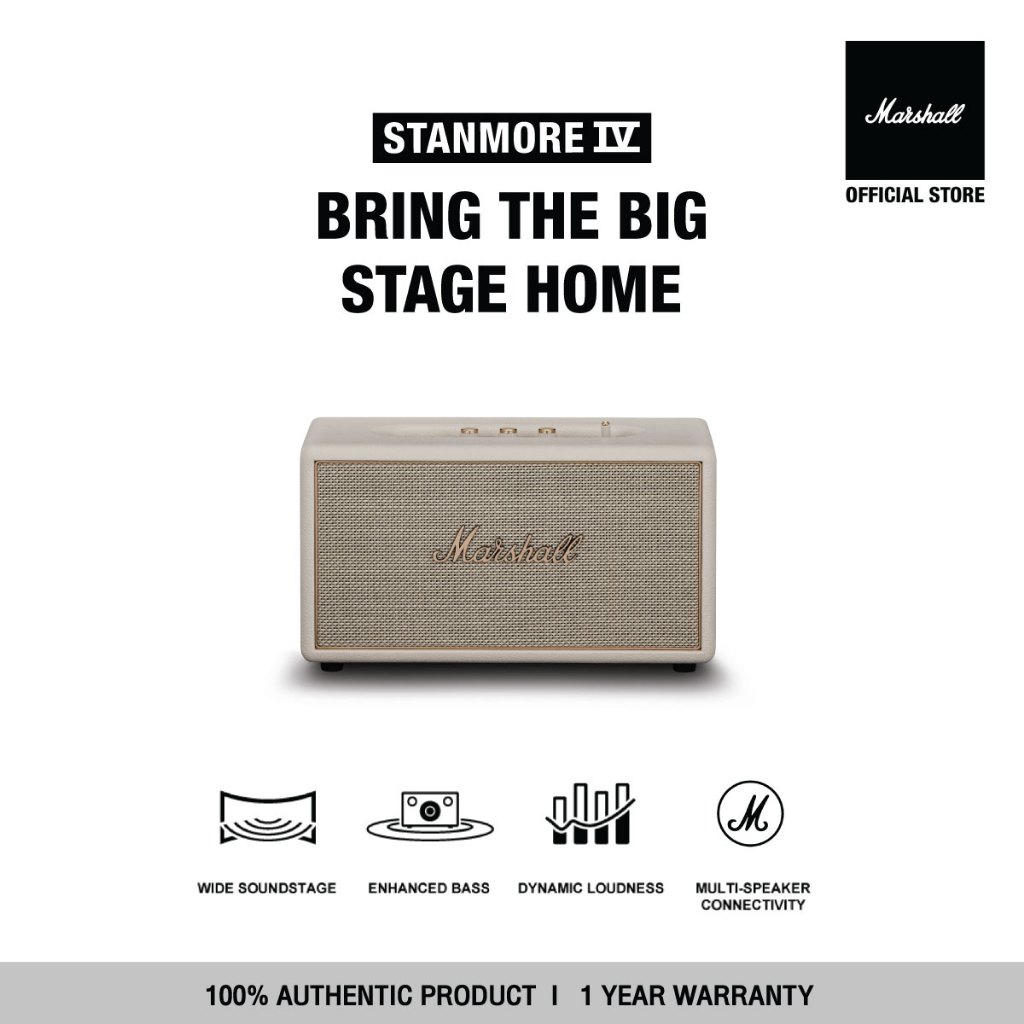 [NEW ARRIVAL] MARSHALL STANMORE IV BLUETOOTH SPEAKER CREAM - 1 YEAR WARRANTY | Shopee Malaysia