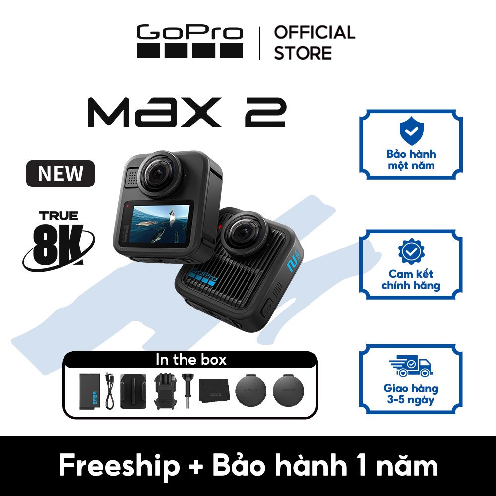 [BẢO HÀNH 1 NĂM]GoPro MAX2 360, QUAY VIDEO 360 ĐỘ 8K CHÍNH HÃNG, Tính năng HyperSmooth & Chống nước đến 5 mét, Gậy selfi | Shopee Việt Nam