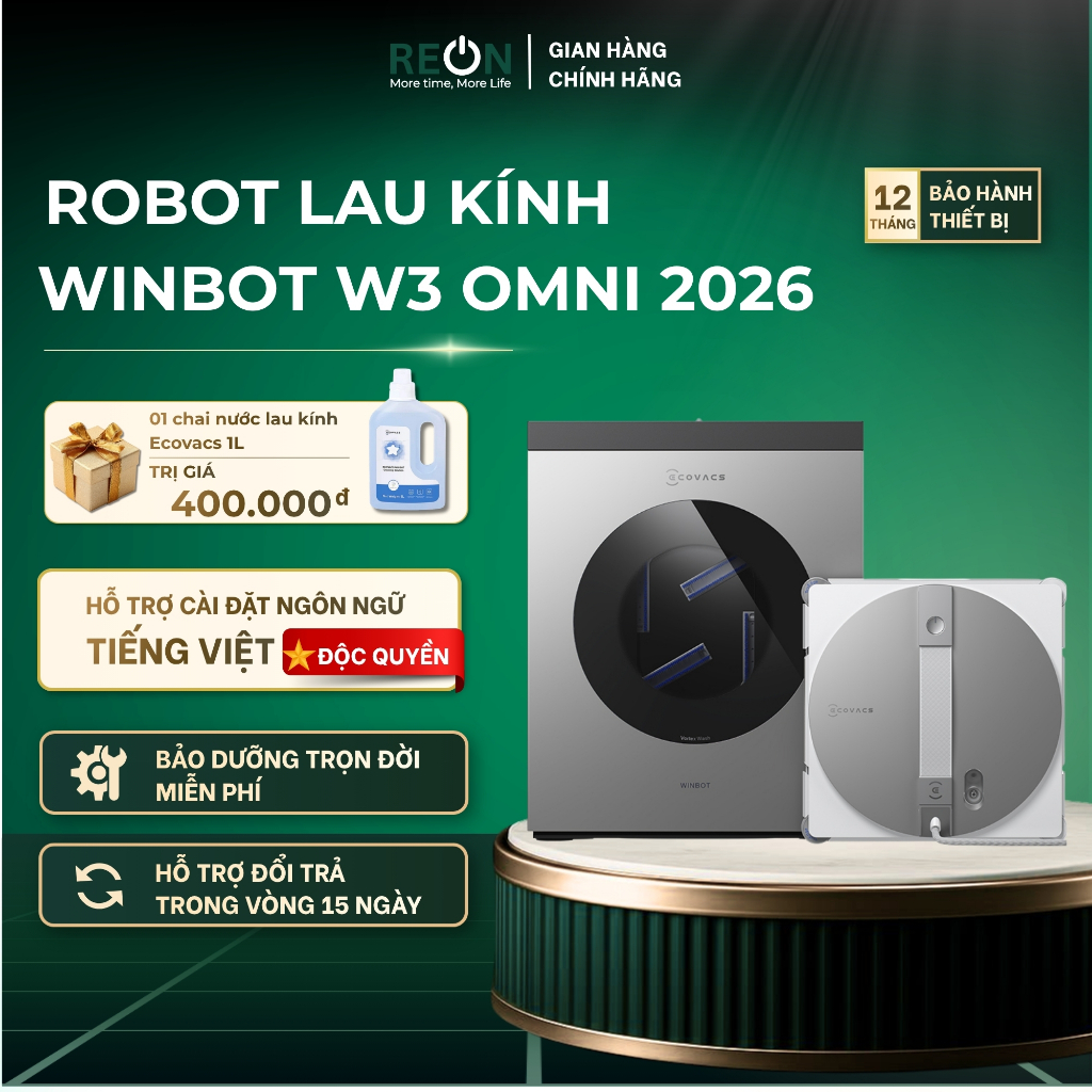 Robot lau kính WINBOT W3 Omni 2026 Ecovacs tự giặt giẻ lau kính thông minh bản quốc tế cao cấp mới | Shopee Việt Nam
