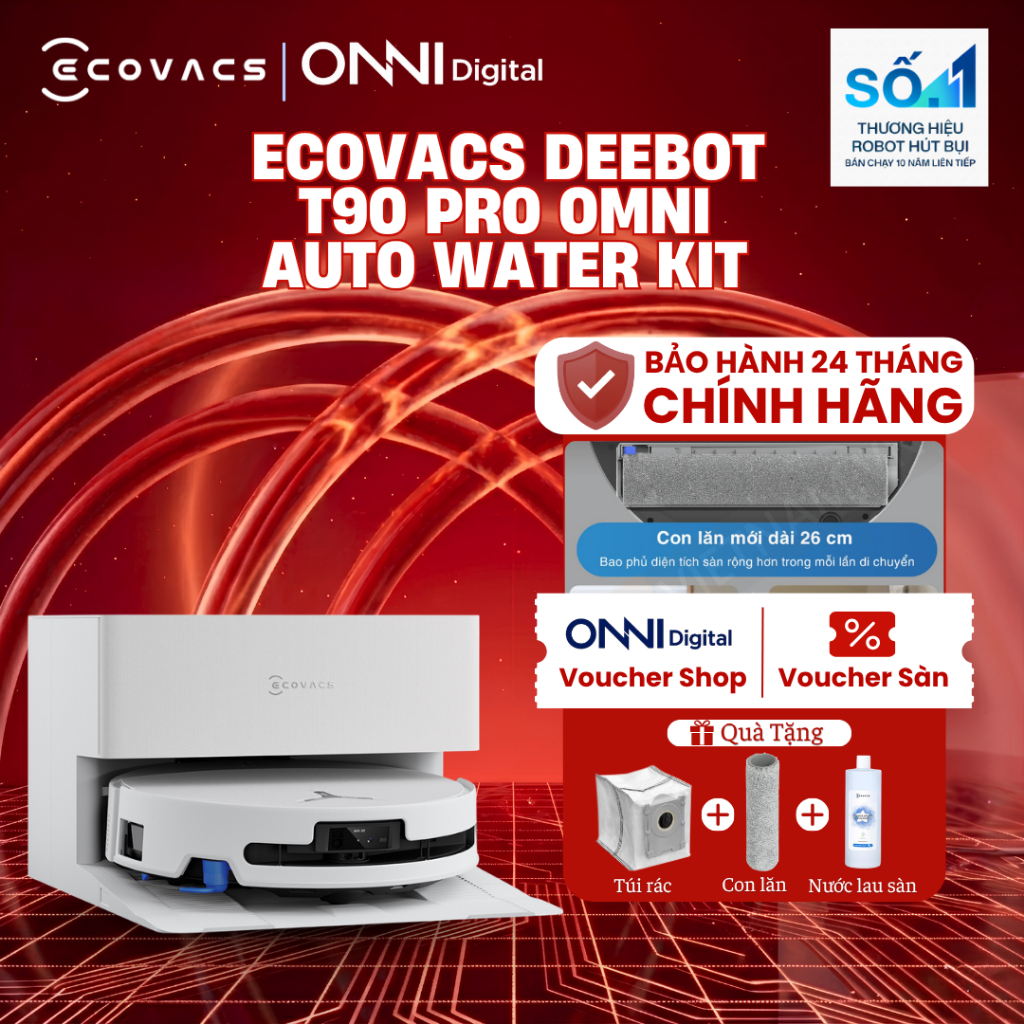 Robot Hút Bụi Lau Sàn Ecovacs Deebot T90 Pro Omni Auto Water Kit – Bản Tự Động Cấp Xả - Hàng Chính Hãng | Shopee Việt Nam