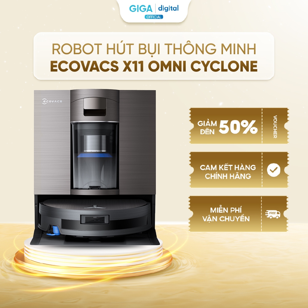 Ecovacs DEEBOT X11 OmniCyclone Robot hút bụi lau nhà | Lực hút 19.500Pa | AI Stain Detection 2.0 | ZeroTangle 3.0 | Shopee Việt Nam