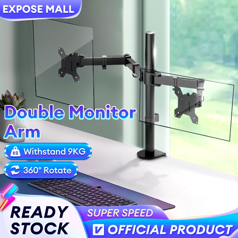 Dual Monitor Arm Mount Bracket 17”-32” Bearing 9kg 360° Rotate Multi-Direction Computer Monitor Arm | Shopee Malaysia