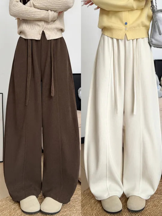 YAYANGREN | Relaxed Straight Culotte Trousers Brown Corduroy | Lazada Malaysia