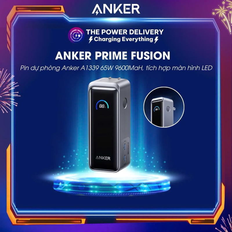Pin dự phòng Anker Prime Power Bank A1339 dung lượng 9600mah, công suất 65W 3in1, tíc hợp màn hình LED, phiên bản 2024 | Shopee Việt Nam