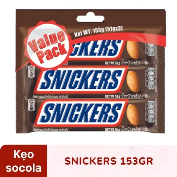 KẸO SOCOLA SNICKERS 3 THANH GÓI 153GR- 11198 | Lazada Việt Nam