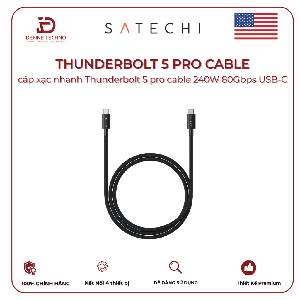 Cáp Sạc Nhanh Satechi Thunderbolt 5 Pro Cable 240W 80Gbps USB-C Chính Hãng | Shopee Việt Nam