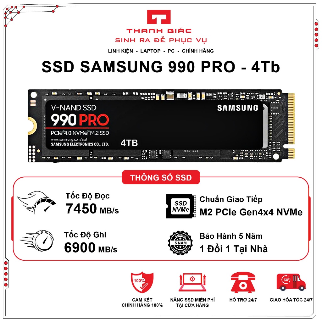 Ổ Cứng SSD Samsung 990 Pro 4TB/2TB/1TB PCIe Gen 4.0 x4 M.2 NVMe V-NAND M.2 2280 Fullbox - Chính hãng, Bảo Hành 5 Năm | Shopee Việt Nam