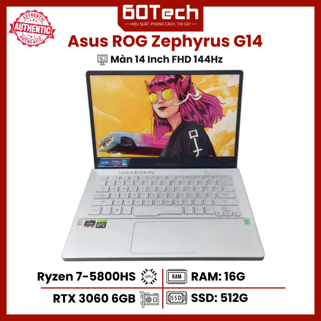 Laptop Gaming Asus ROG Zephyrus G14 - Ryzen 7-5800HS RAM 16G SSD 512G RTX 3060 6GB Màn 14 Inch FHD 144Hz | Shopee Việt Nam