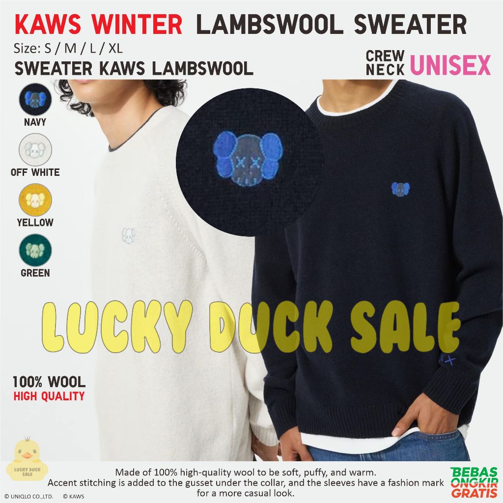 UNIQLO Kaws Winter Lambswool Sweater Crew Neck Sweatshirt Pop Art Unisex Sweater Uniqlo Original | Shopee Malaysia